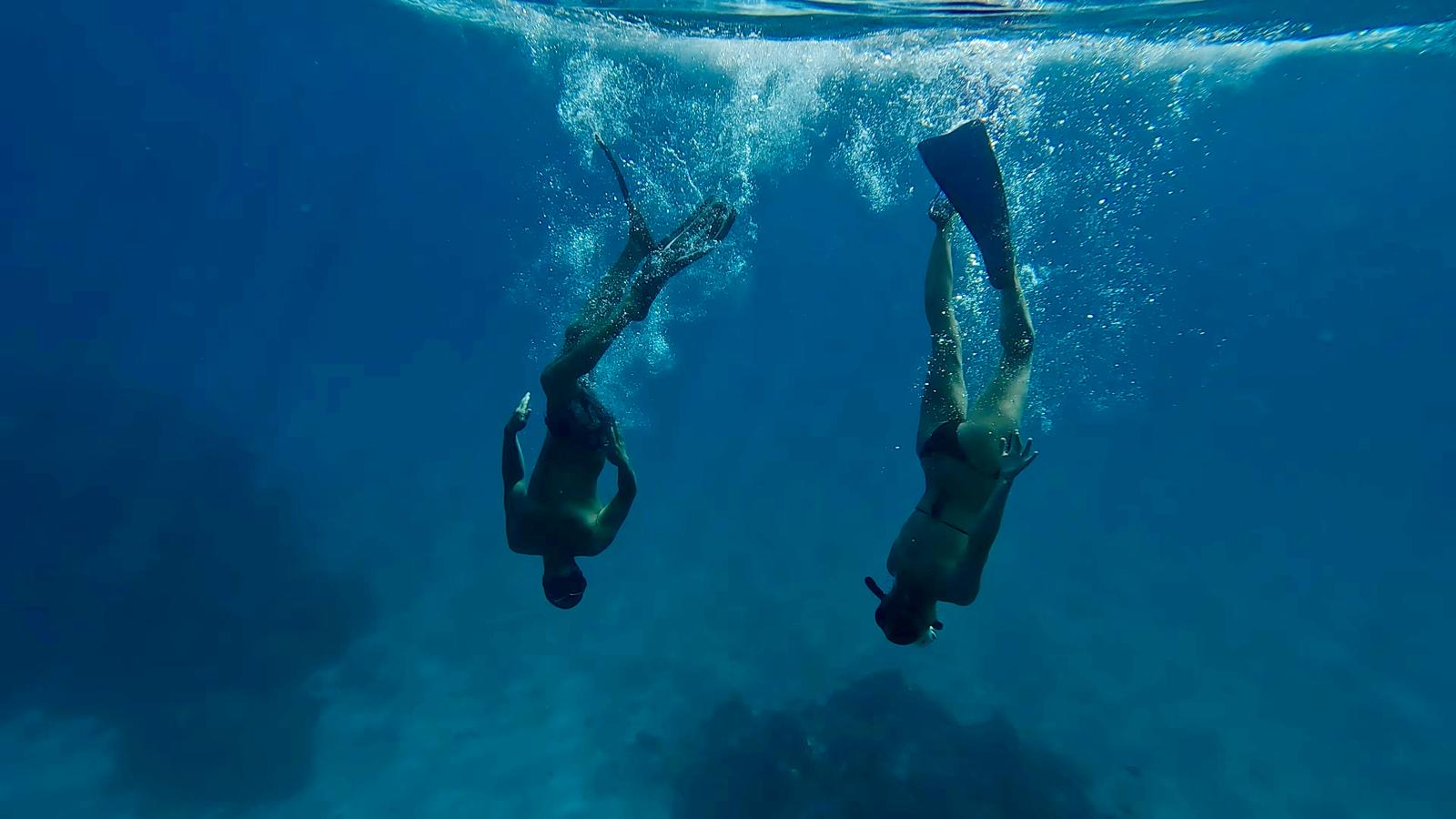 Snorkeling from the boat over coral reef